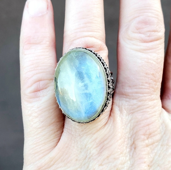 New Stunning Rainbow Dichroic Glass 925 Silver Ring. - Picture 3 of 12